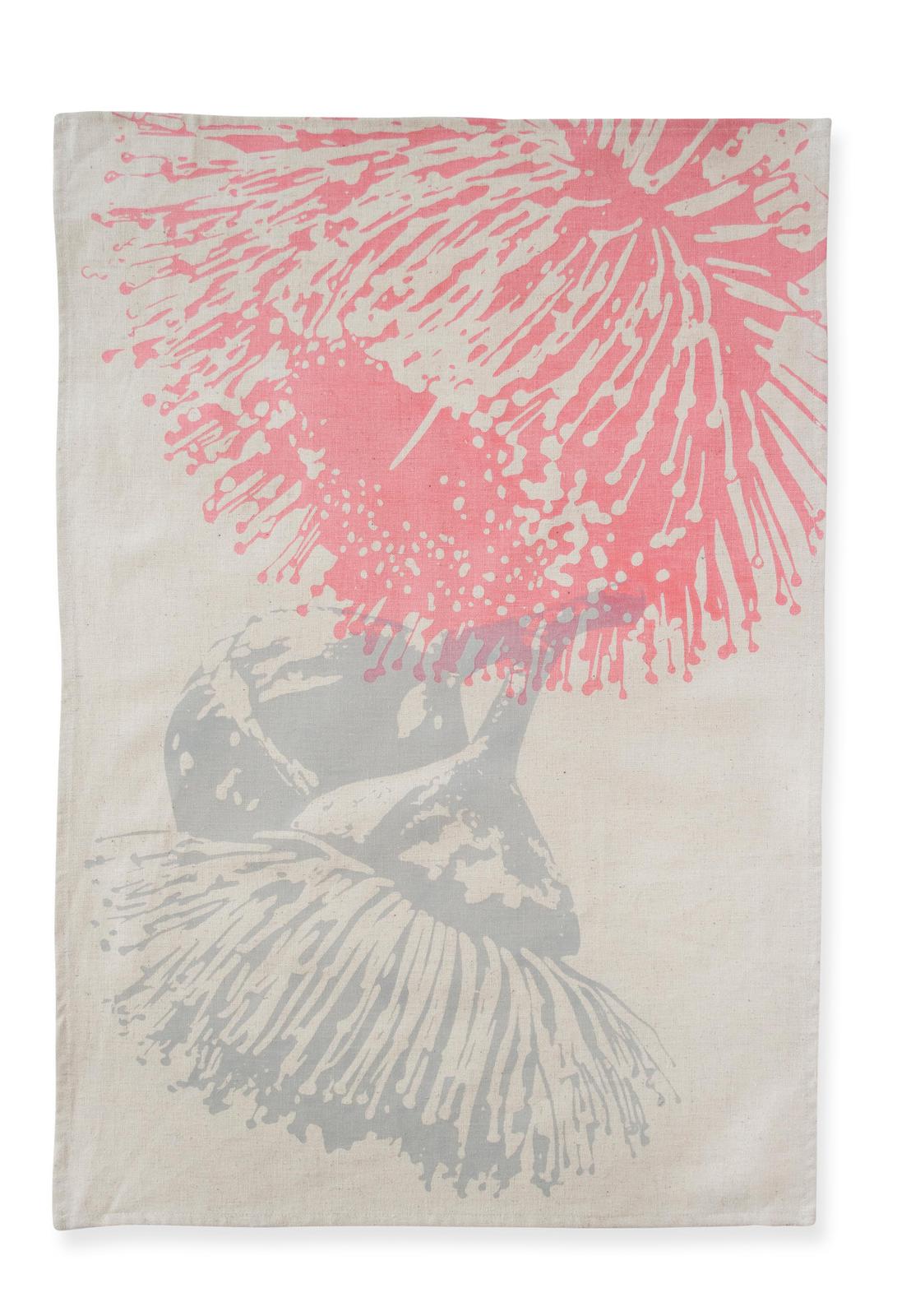Mallee Blossom Tea Towel in Pink & Grey