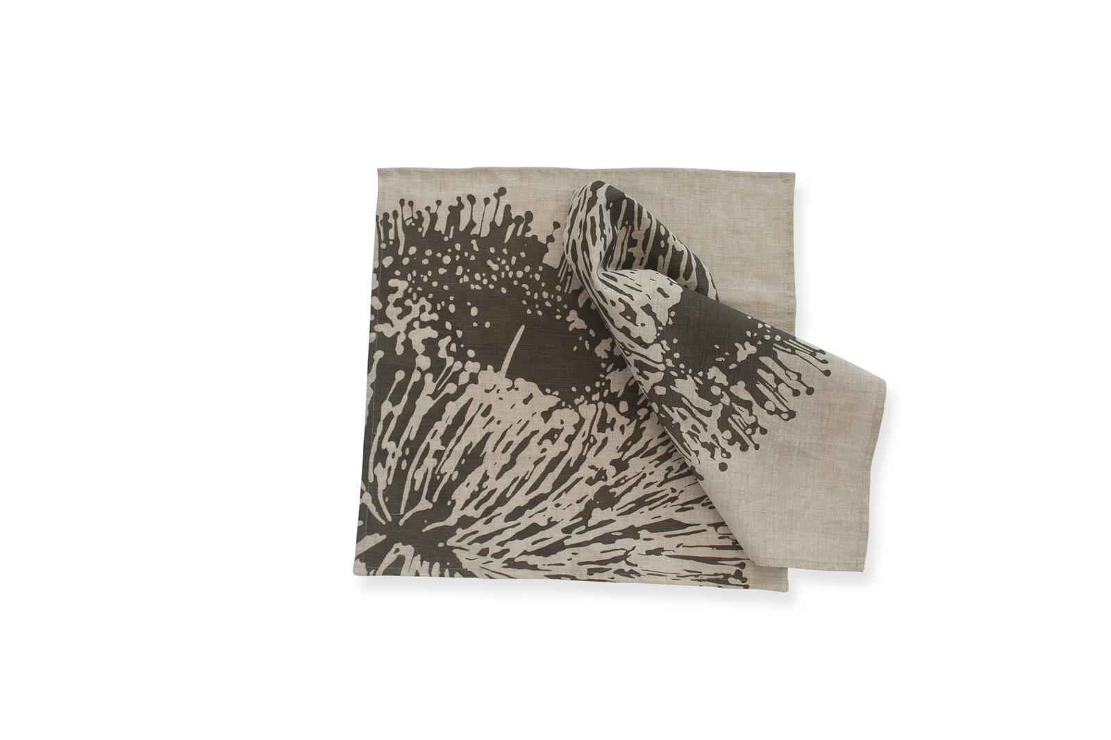 Napkin Pair 'Mallee Blossom' in Charcoal
