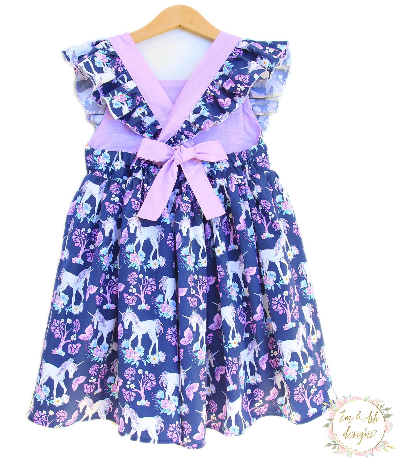 Navy flutter unicorn dress