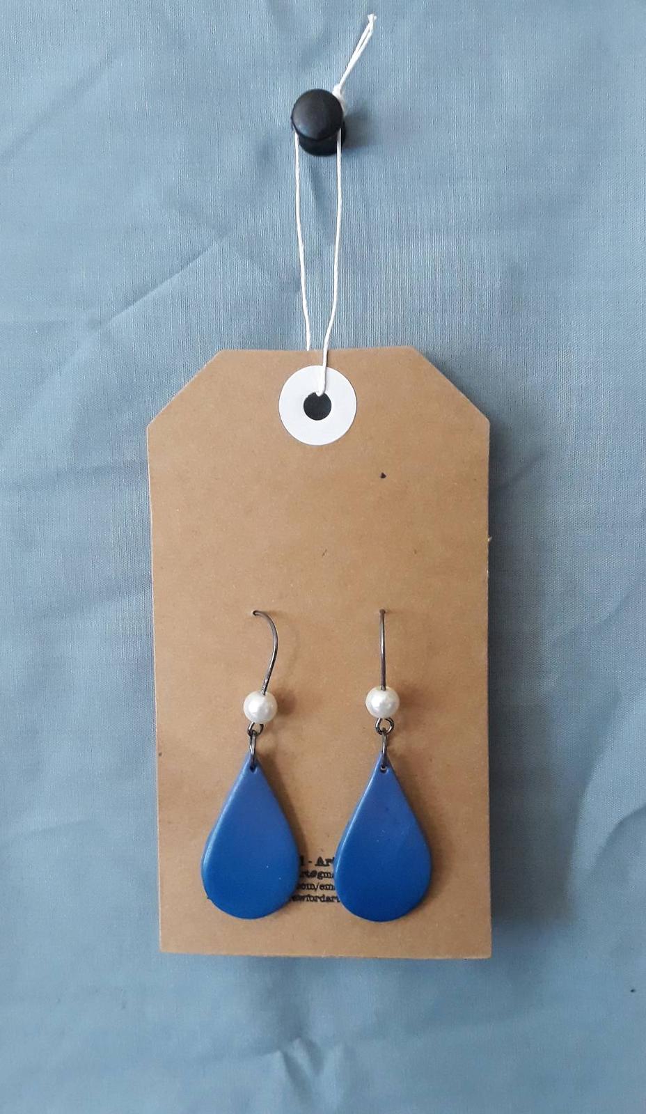 Purple Blue Teardrop & Bead Earrings
