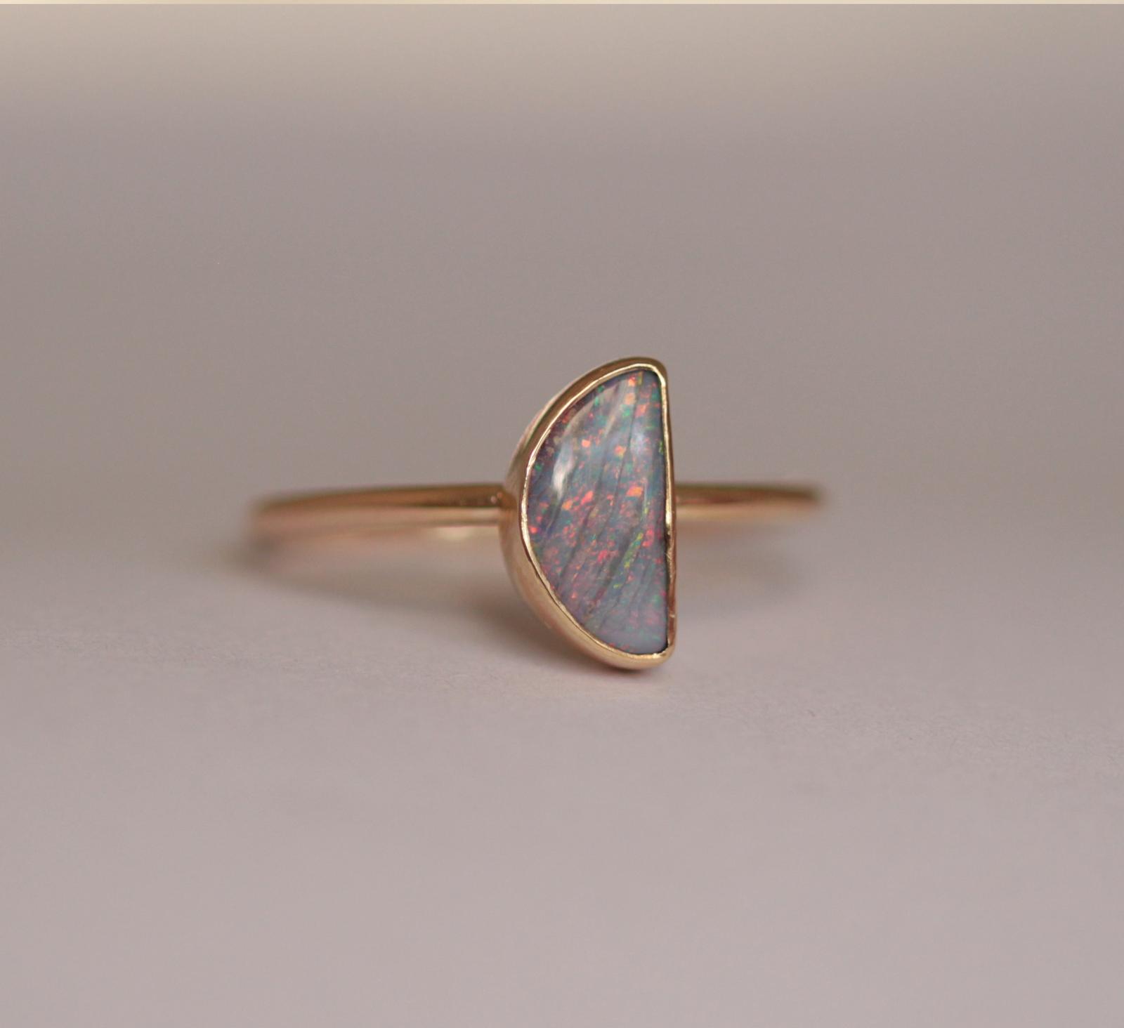 Pink Glitter Opal Ring