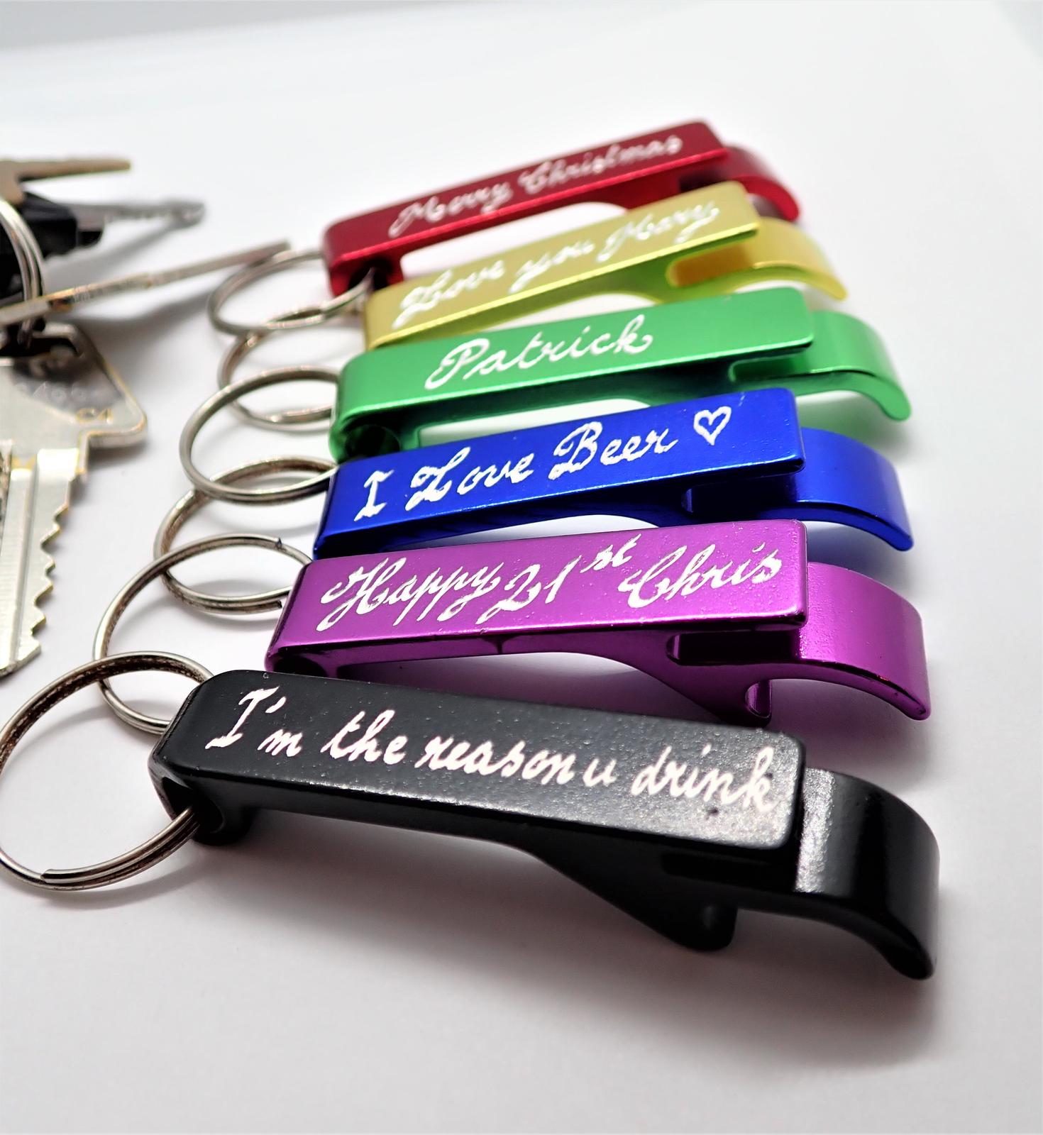 Hand Engraved Personalised Bottle Opener Keyrings