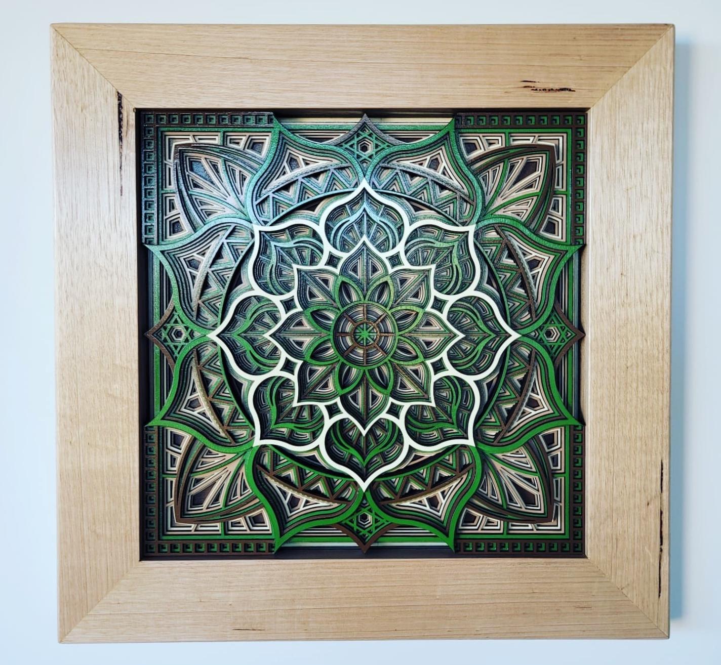 Green Mandala Wall Hanging Framed