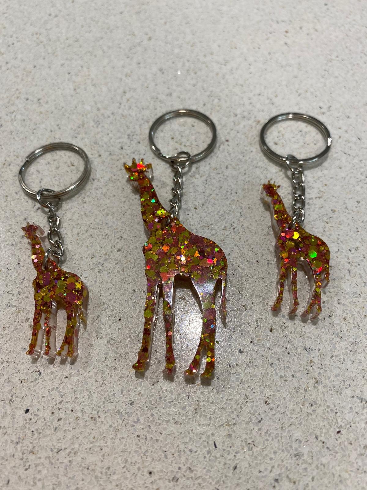 Giraffe Family Keychains