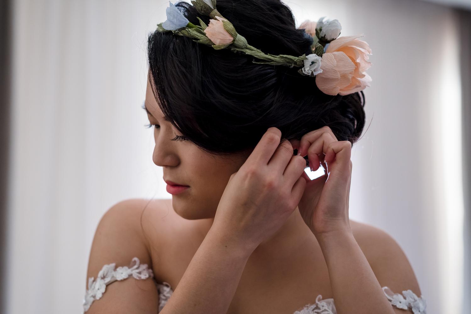 Handmade paper flower crown (Photo by Rachel Puan Photography)