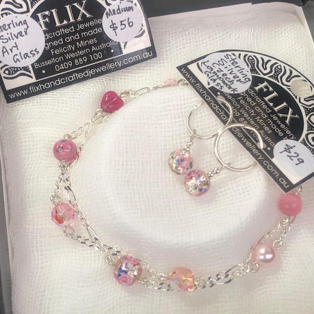 'Prevelly Pinks' Sterling Silver Bracelet & matching 'Sleeper Slippers'