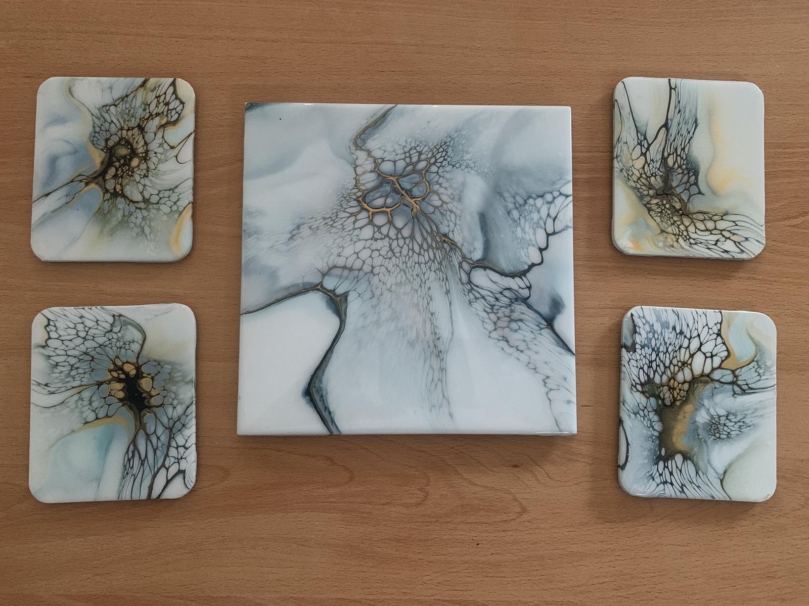 Trivet and coaster set - acrylic pour finished with food safe resin