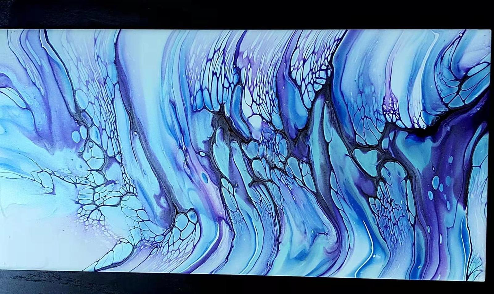 Rainy Day Blues - acrylic pour finished with resin