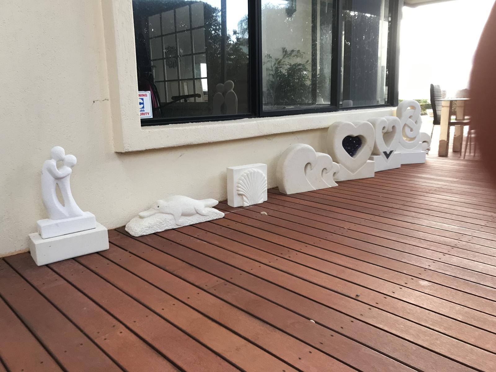 Selection of hand carved NZ limestone sculptures