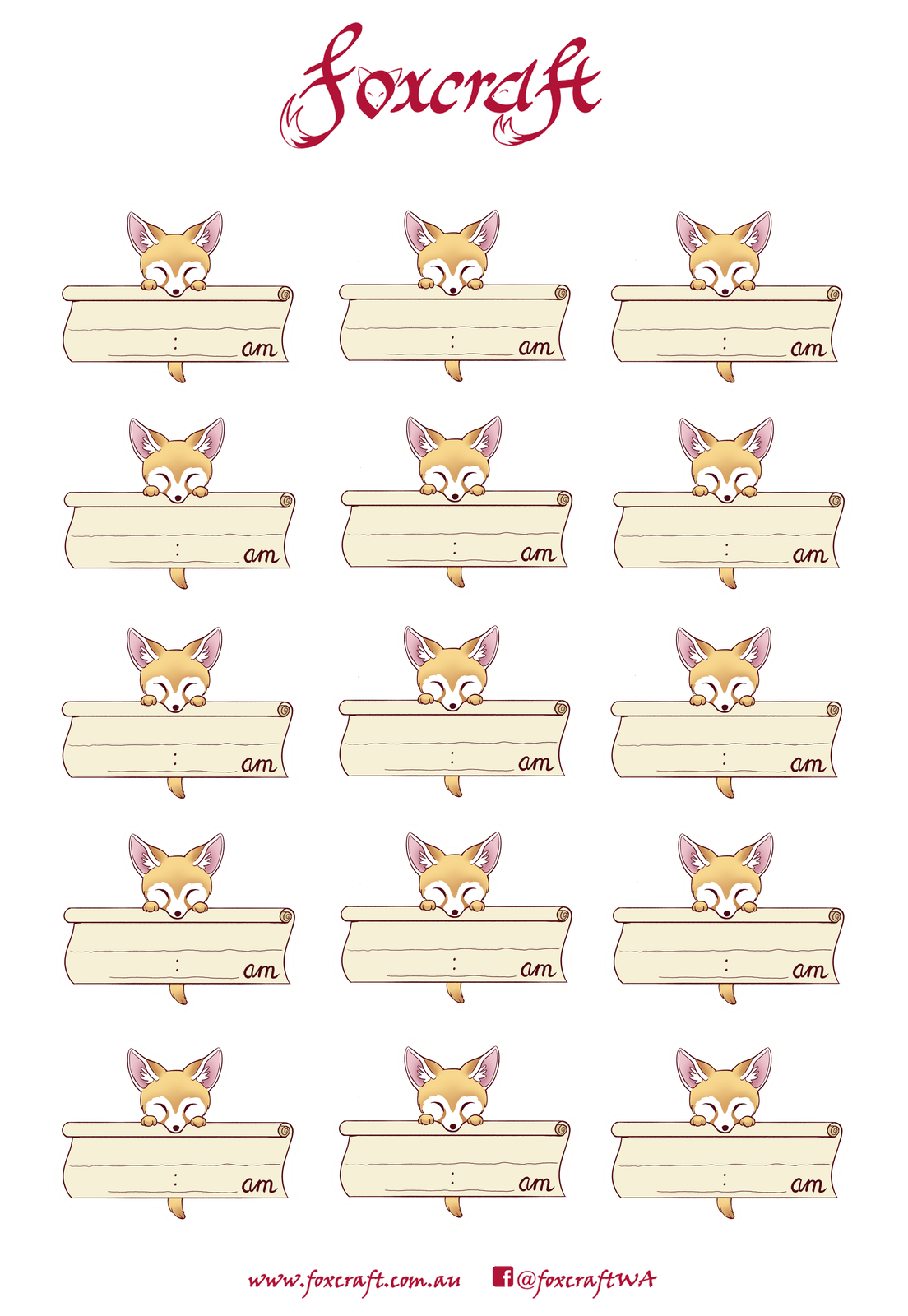 AM Fox Appointment planner stickers