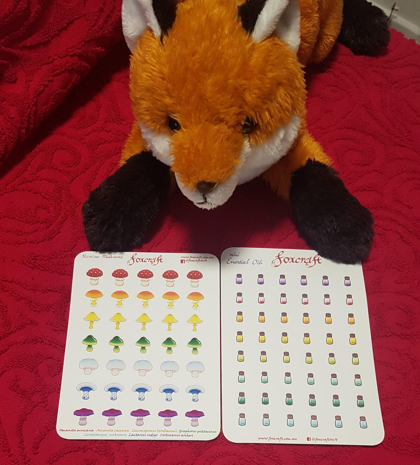 Rainbow Mushroom and Essential Oil stickers