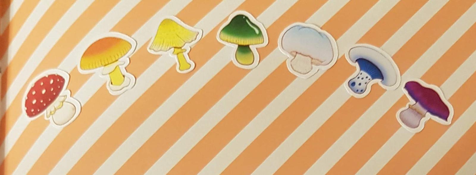 Mushroom stickers in a planner