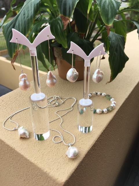 Baroque pearl pendants and earrings