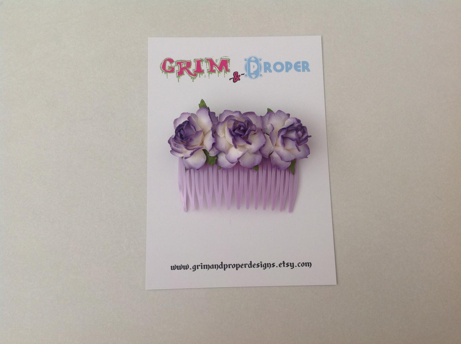 Purple rose hair comb
