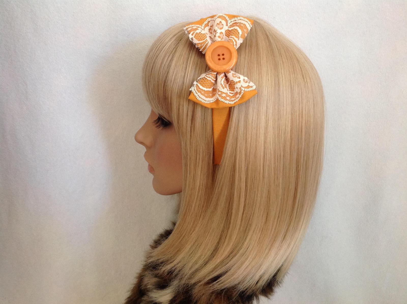 Mustard lace button headband