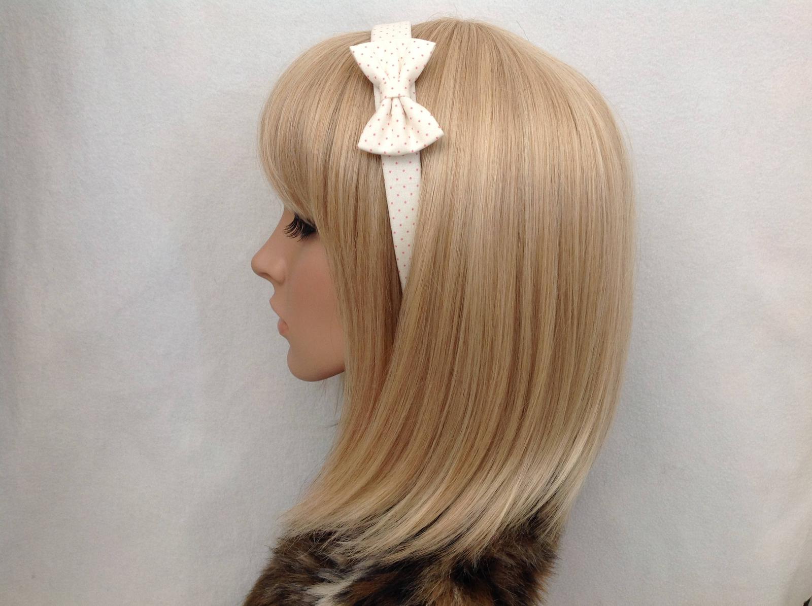 Off white & pink polka dot headband