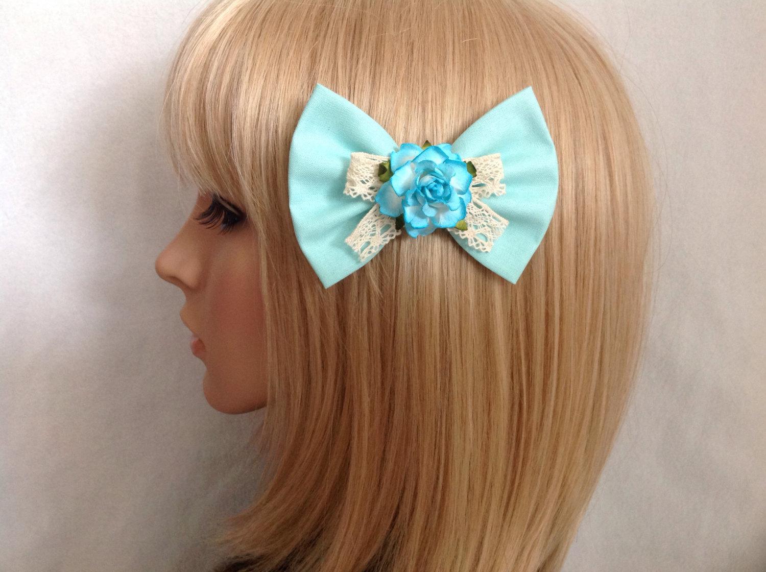 Blue ombre rose bow