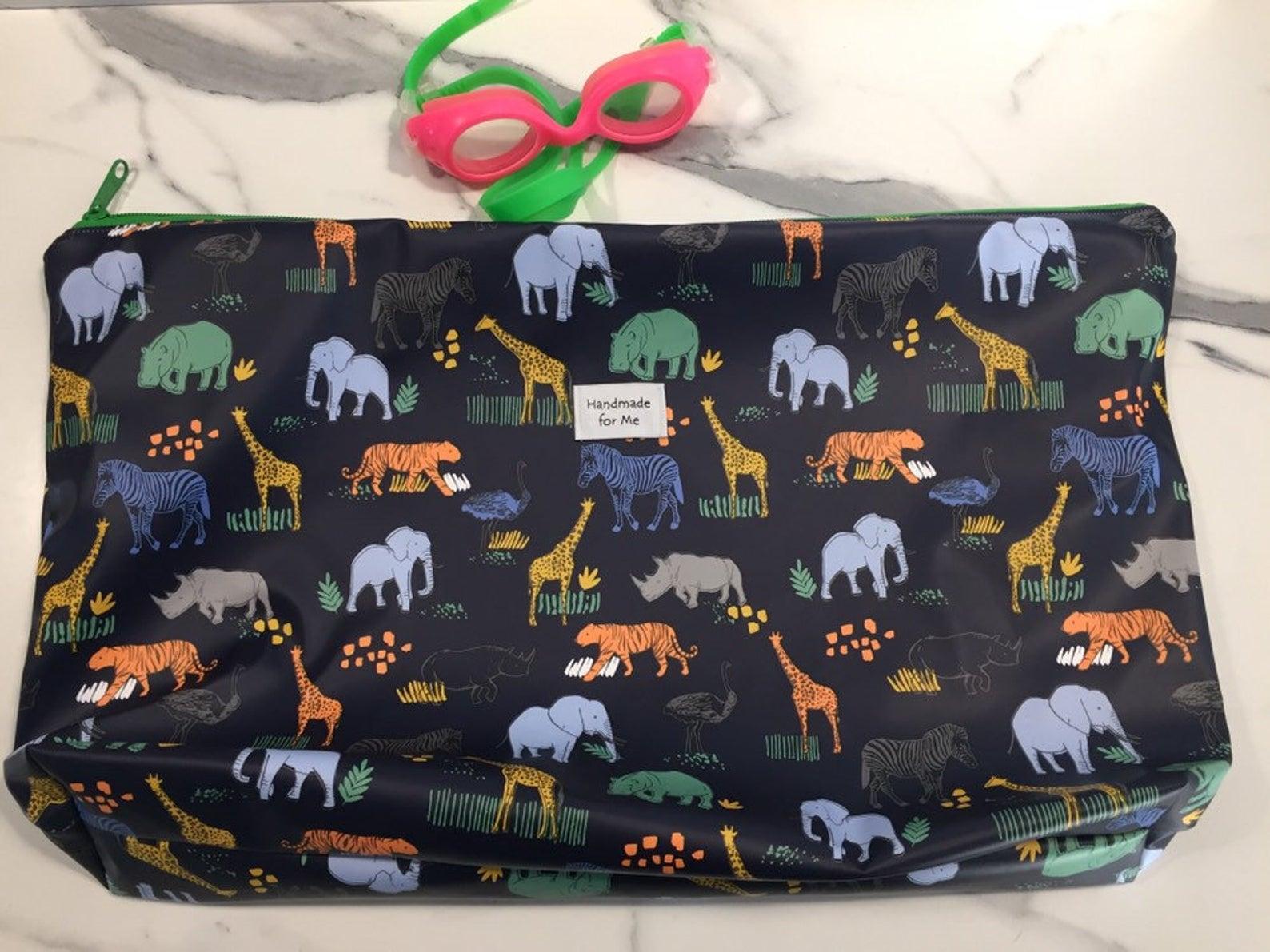 Large wetbag with African animal (and Tiger) print