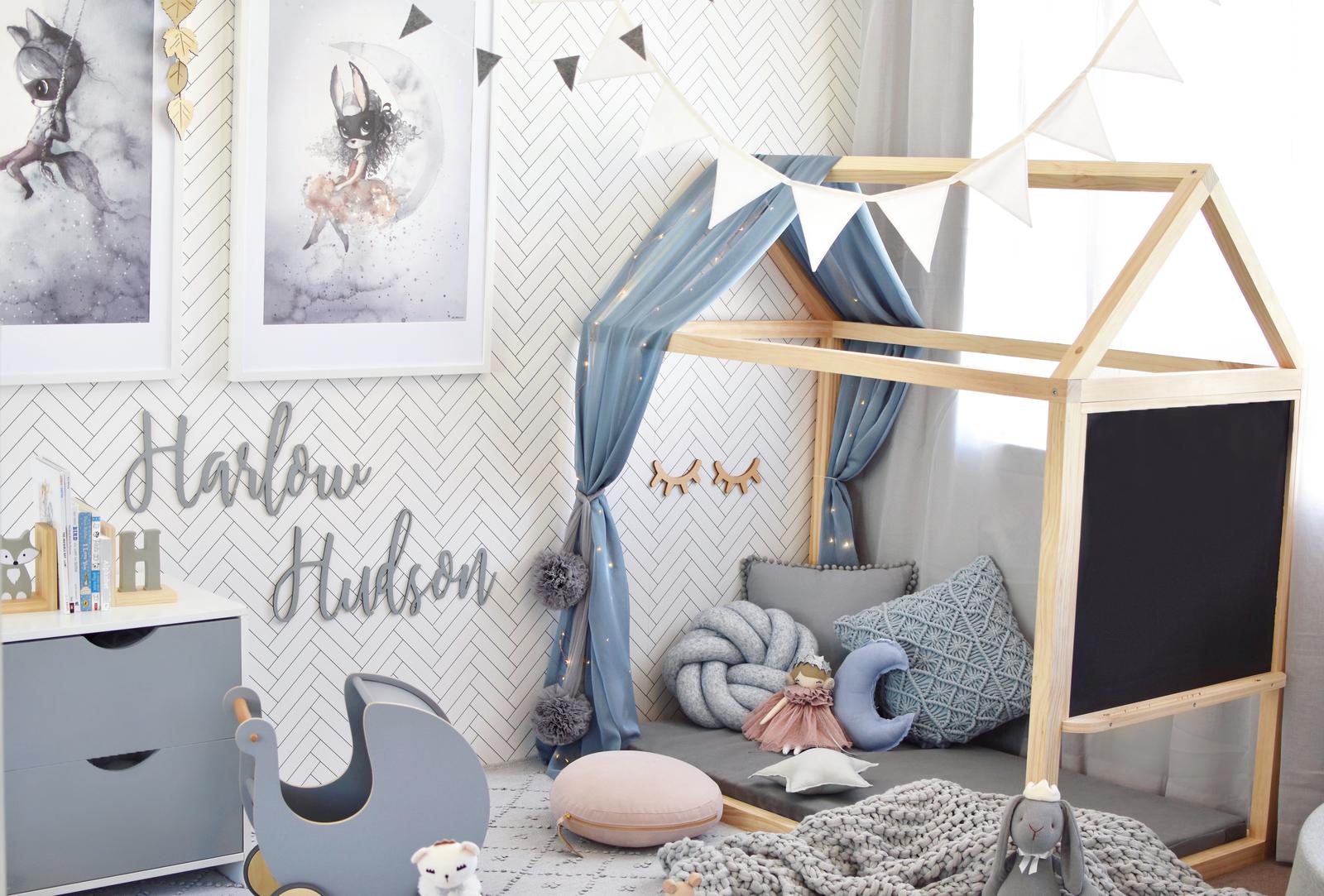 Toddler House Bed Frame and Blackboard