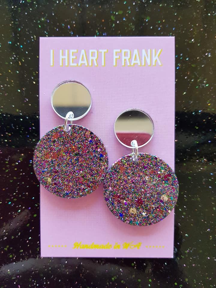 Glitter round resin earrings