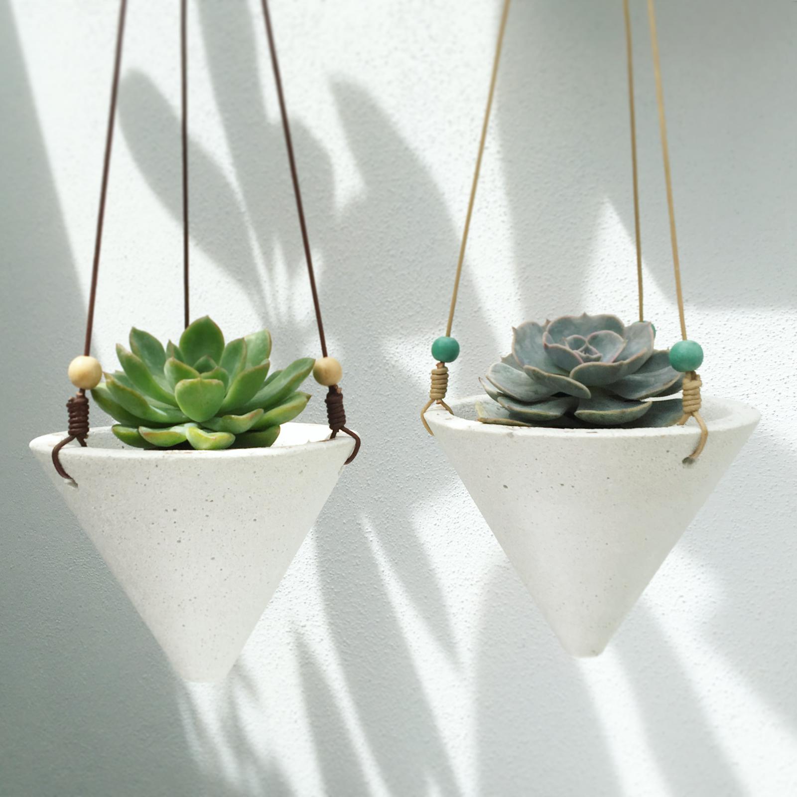 Leather hanging cone planters
