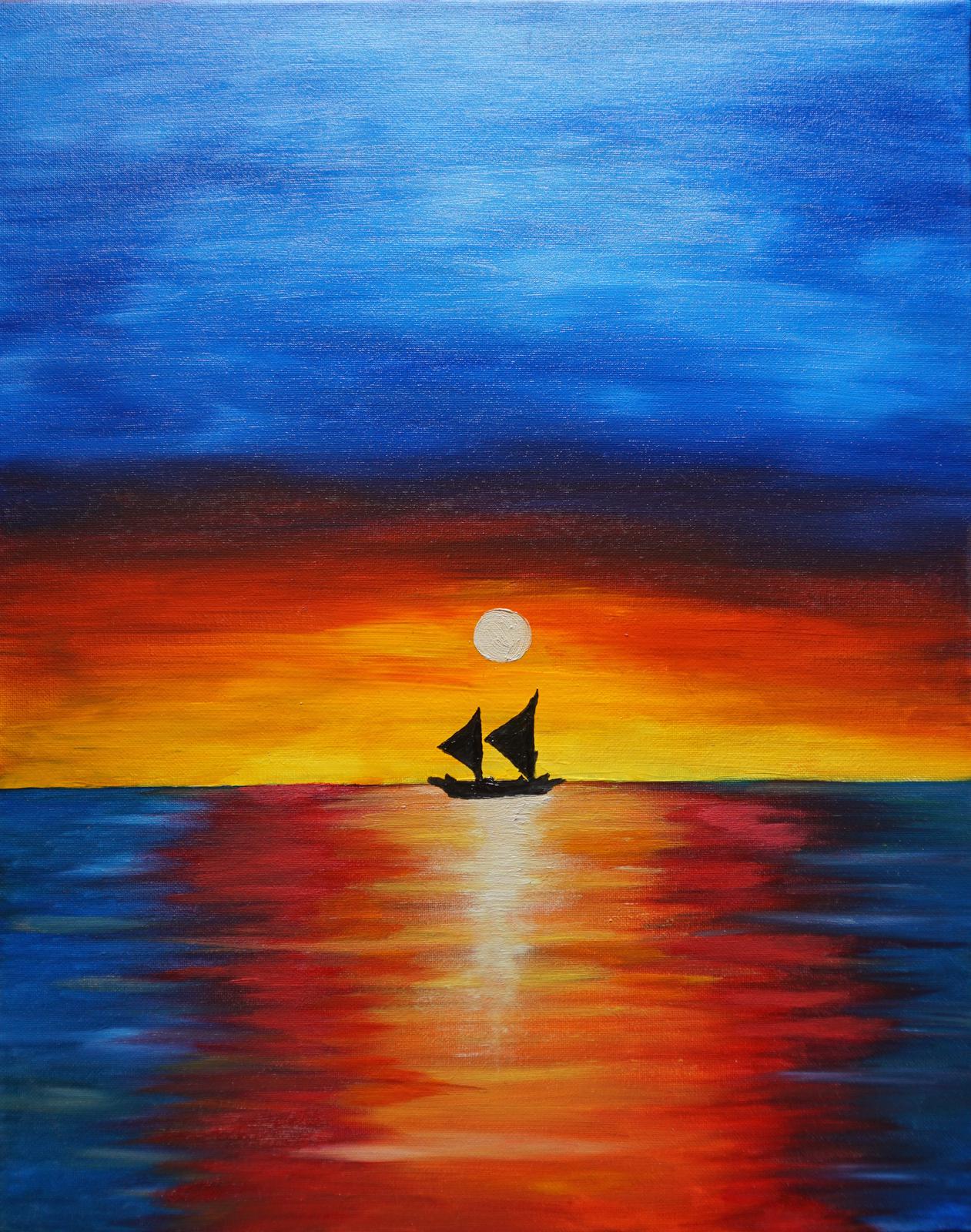 Sunset oil painting