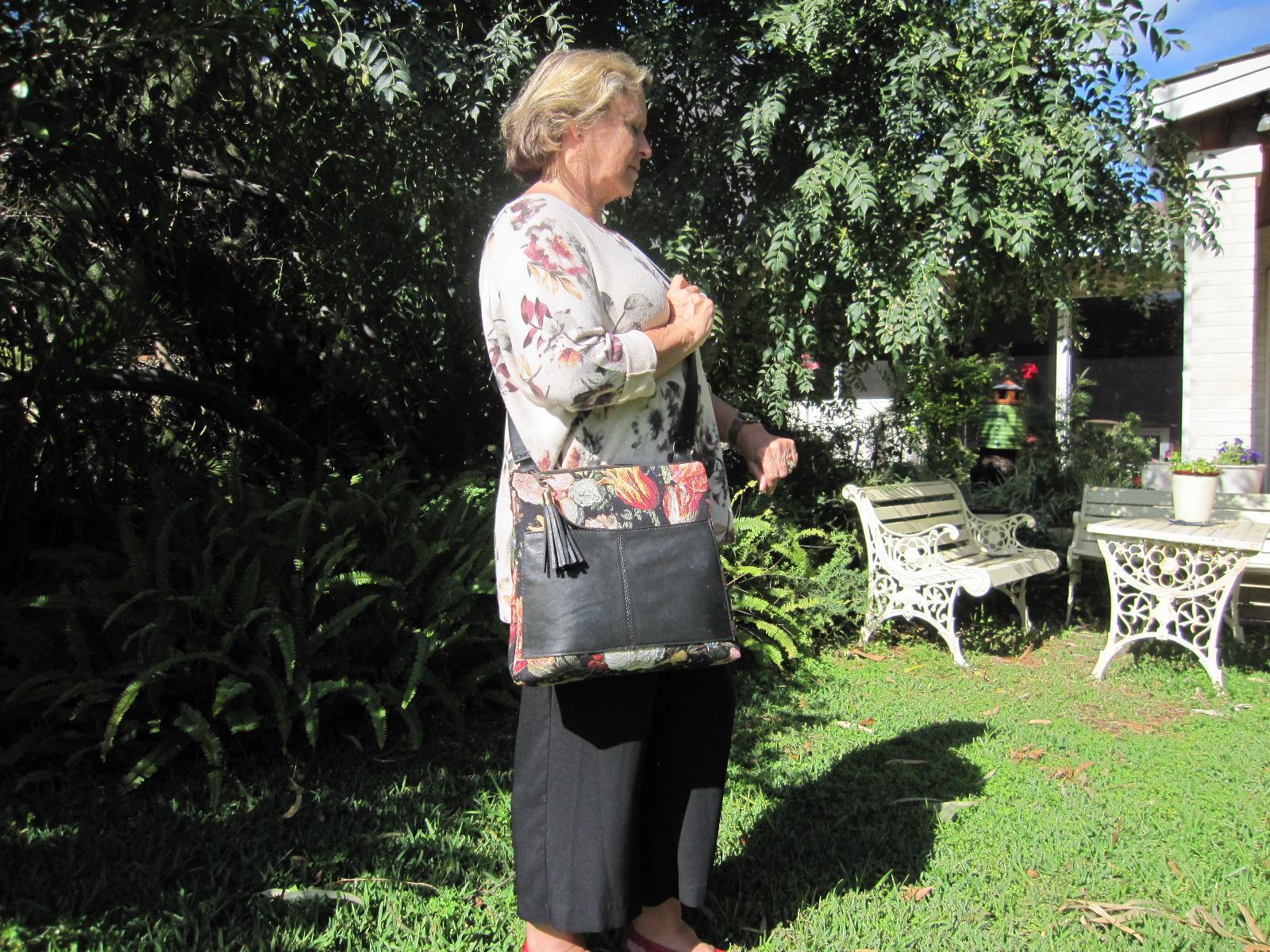 Large tapestry and leather bag