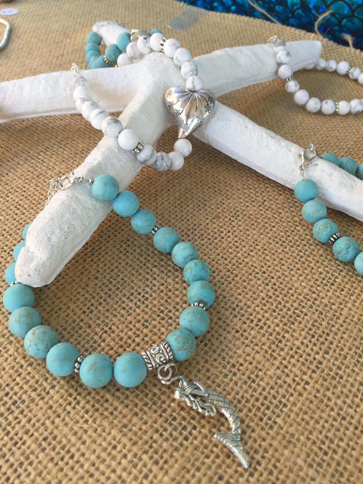 Turquoise and Howlite Anklets/Bracelets