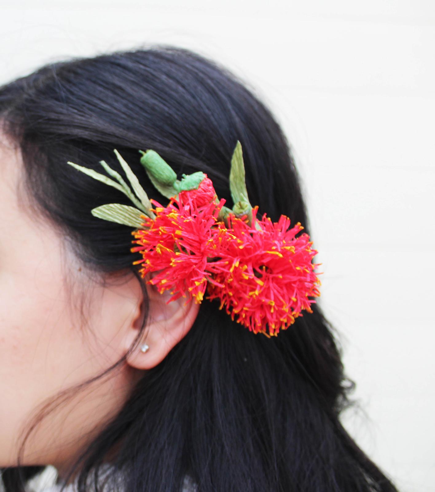 Paper Eucalyptus Flower Hairpin
