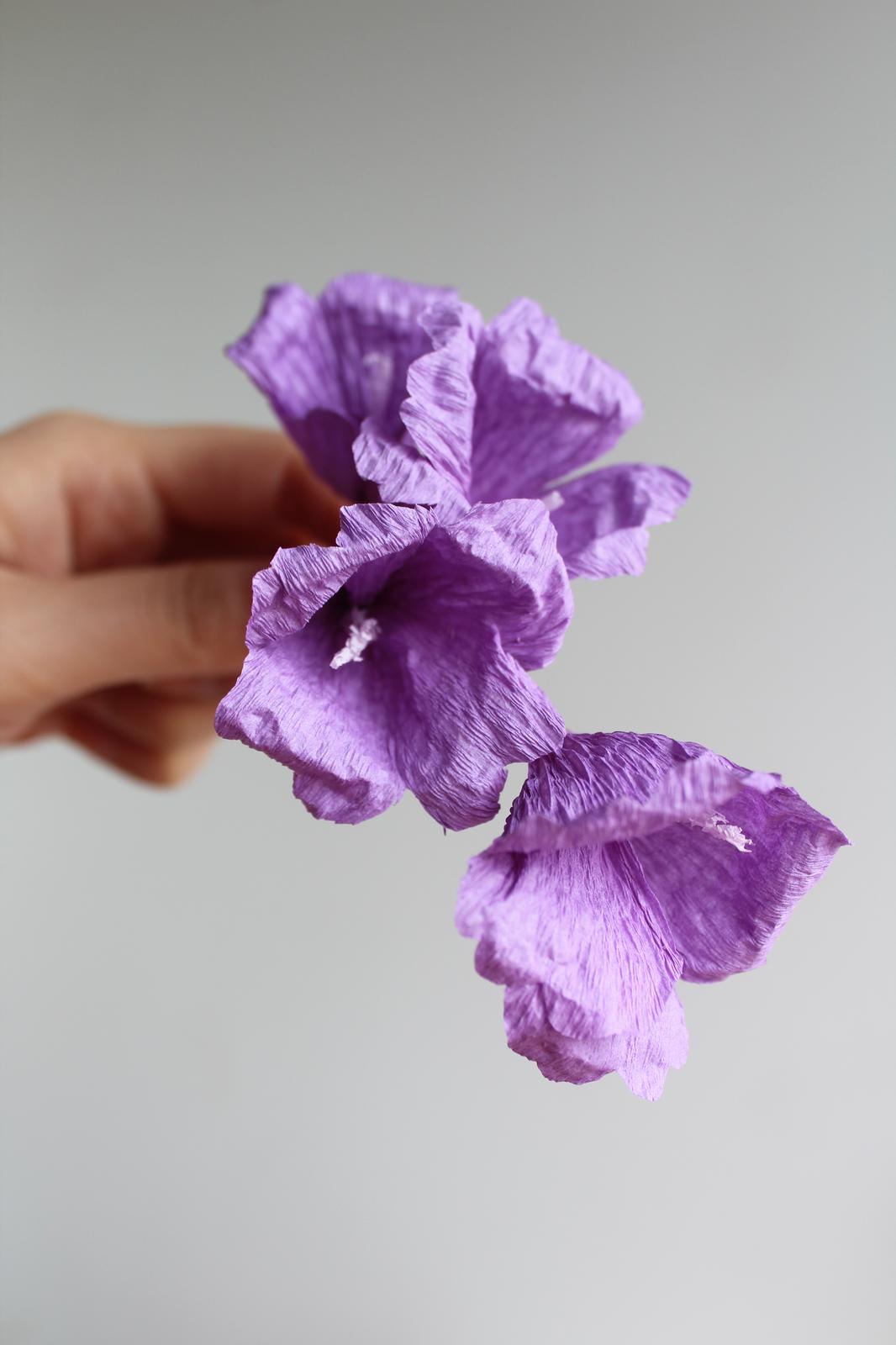 Paper Jacarandas for the Rotary Jacaranda Festival, photographed by Carrissa Wu