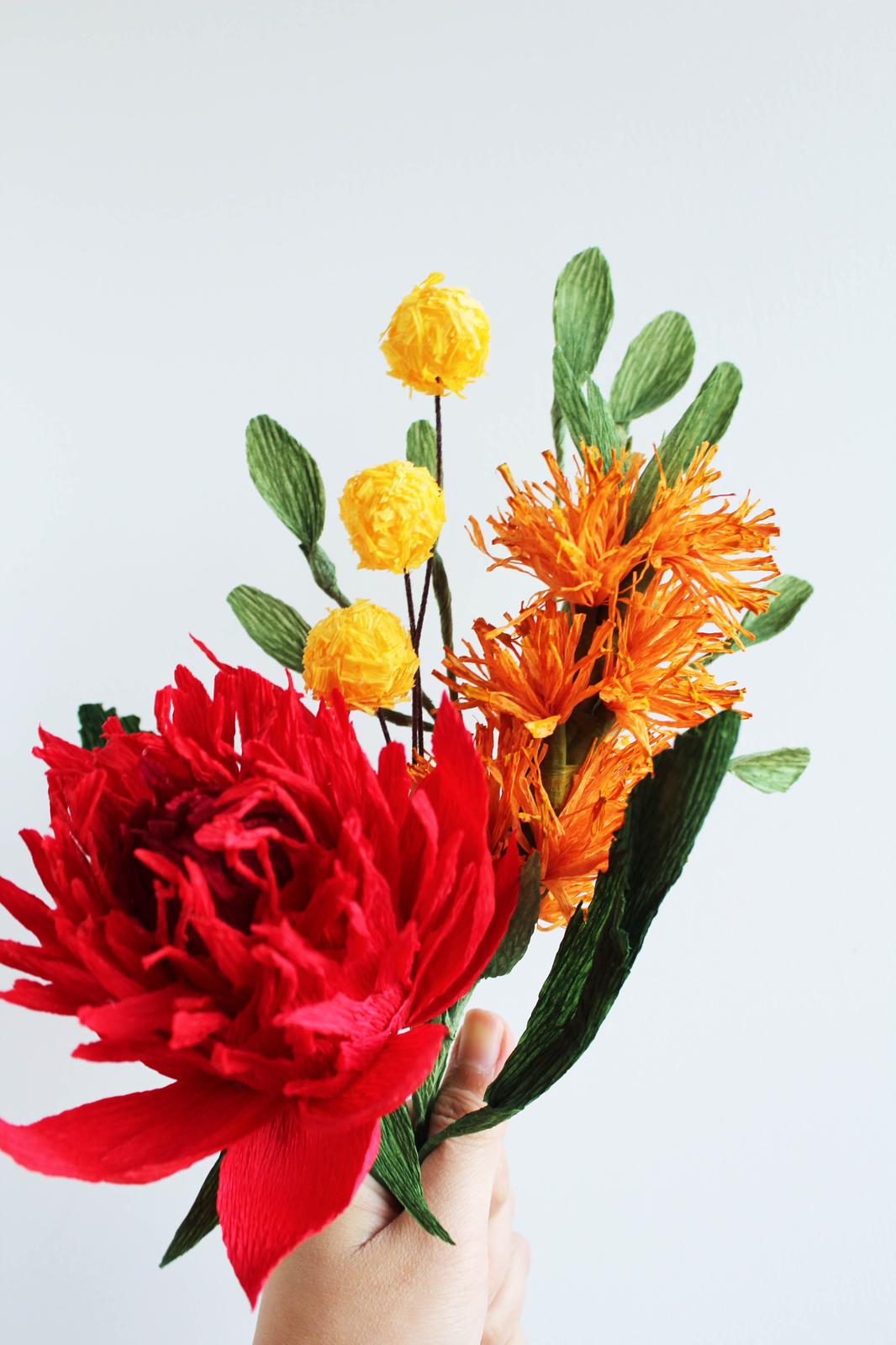 Paper Waratah, Billy Button and Bottlebrush Bouquet