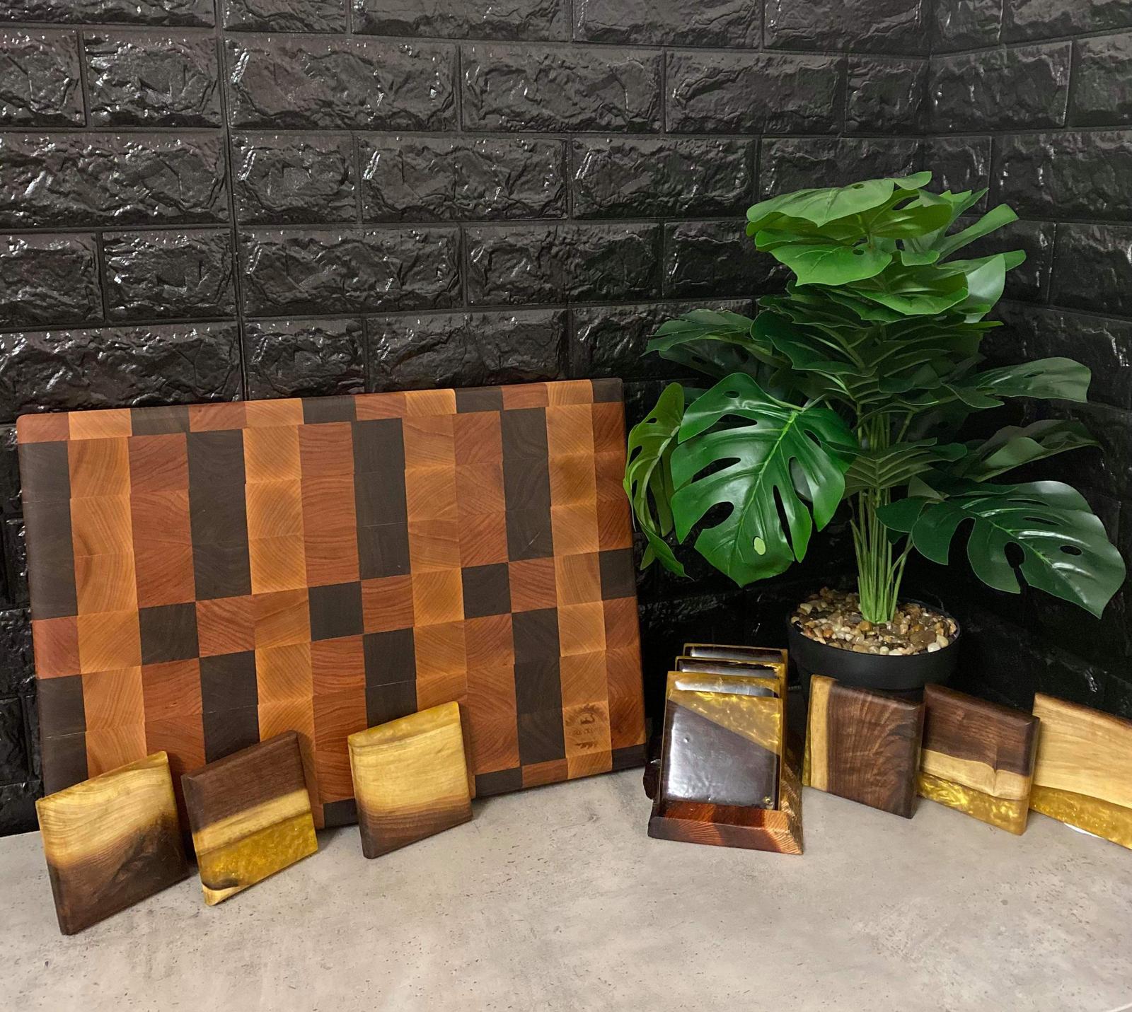 Chopping Board matching Coaster Set