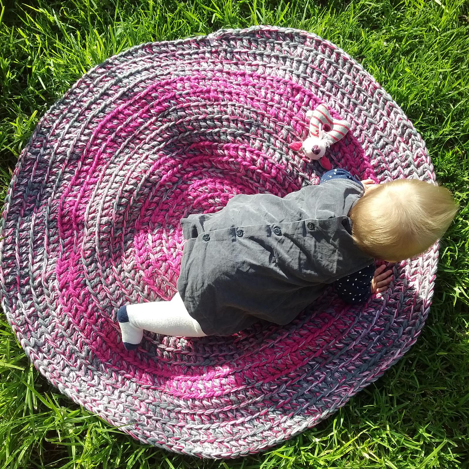 Baby Wylie road testing one of Craftdyllic's Tummy Time Rugs.
