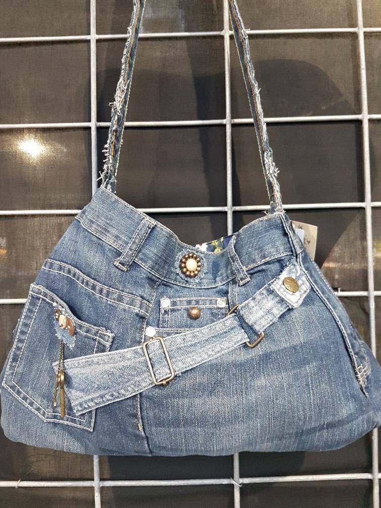 mosaic large bird, up-cycled denim bags
