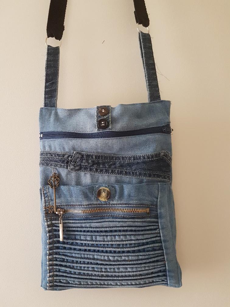 Cross body up-cycled denim bag