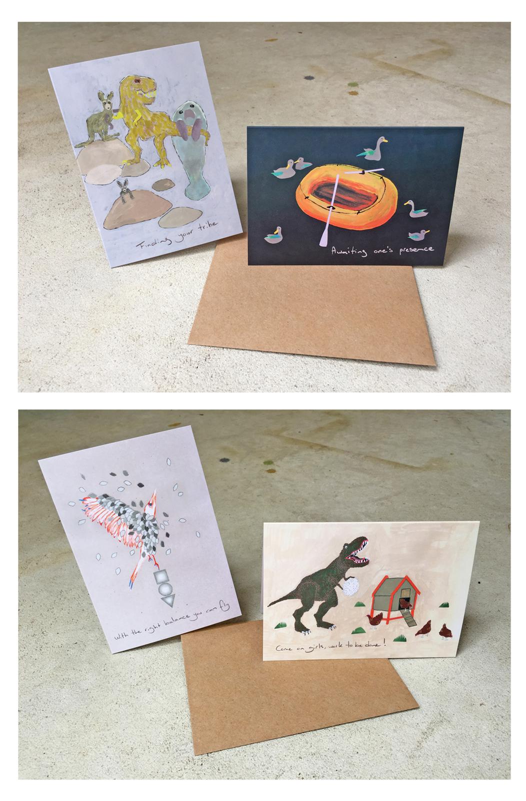 some of my illustrations on greeting cards