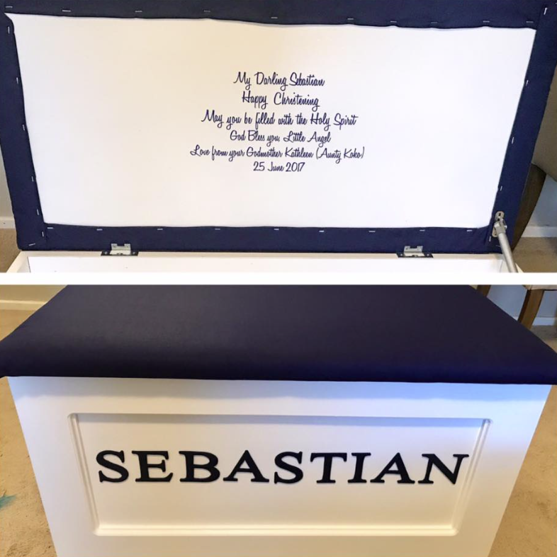 Sebastian Toy Box with Lid Inscription