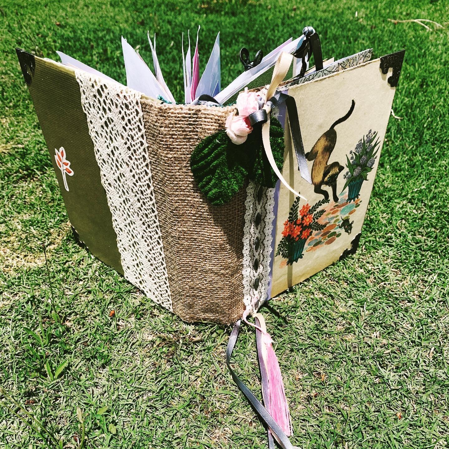 Handmade vintage cat junk journal