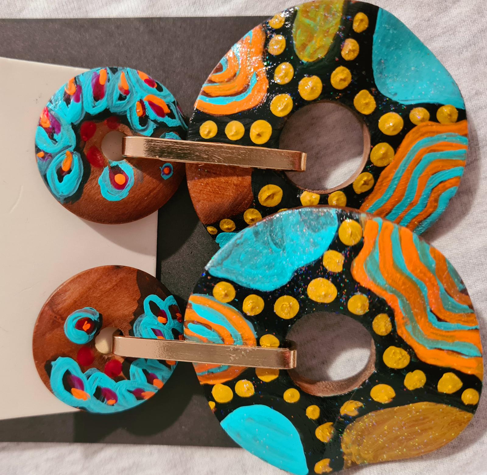 Wooden hand painted earrings