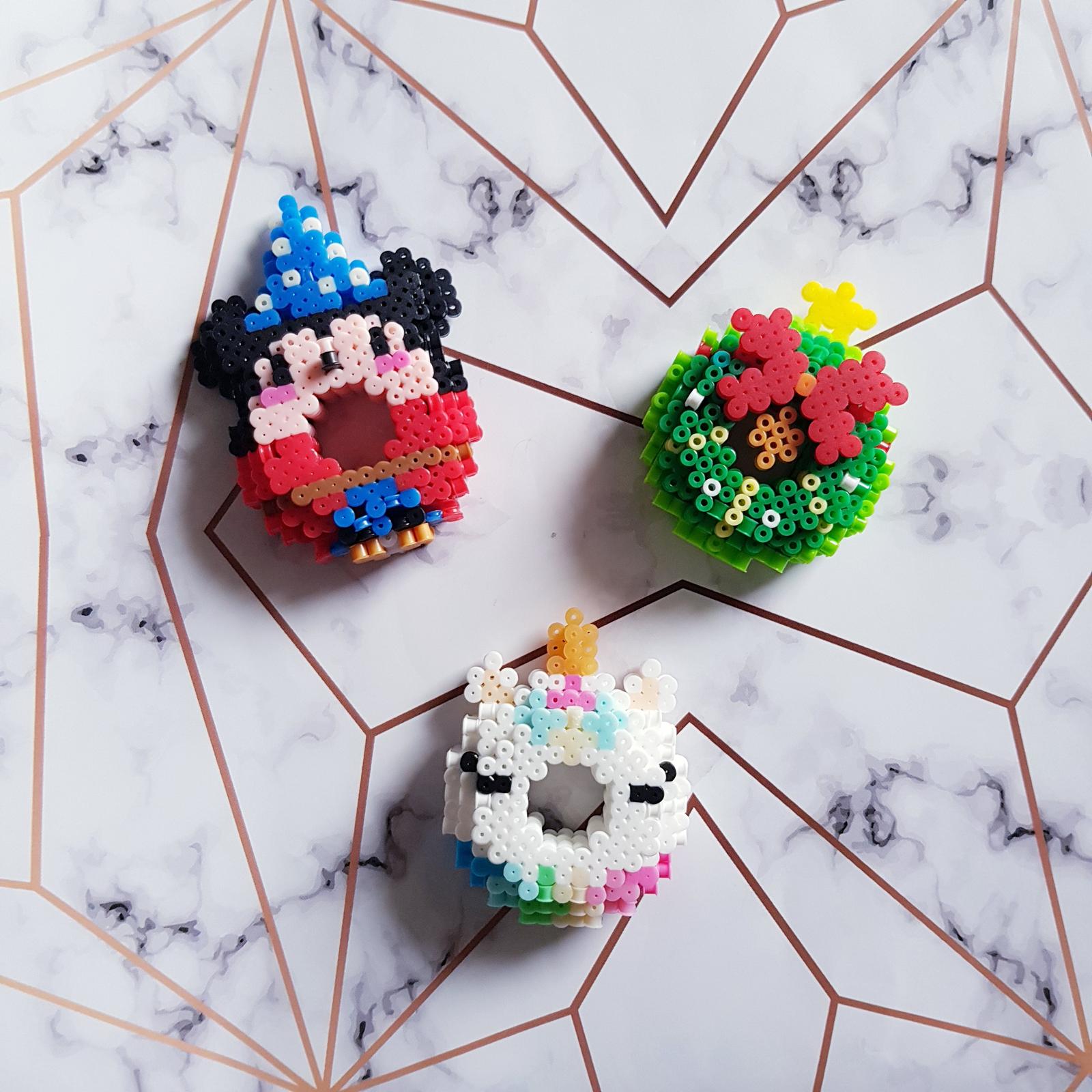 Perler Beads fridge magnets (mickey mouse/unicorn/Christmas wreaths)
