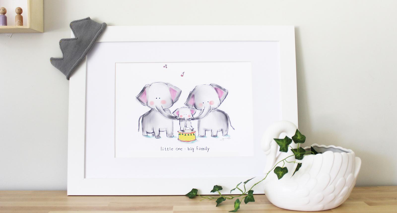 Elephant family art print