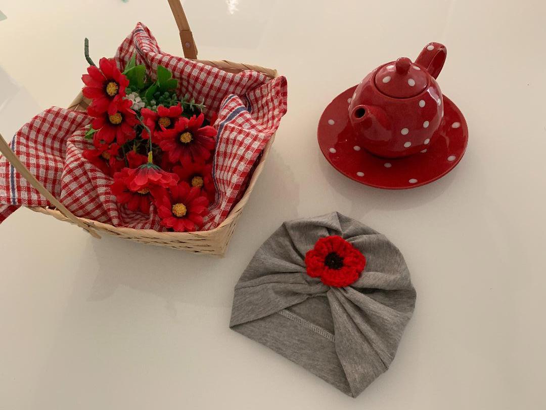 Grey Poppy turban