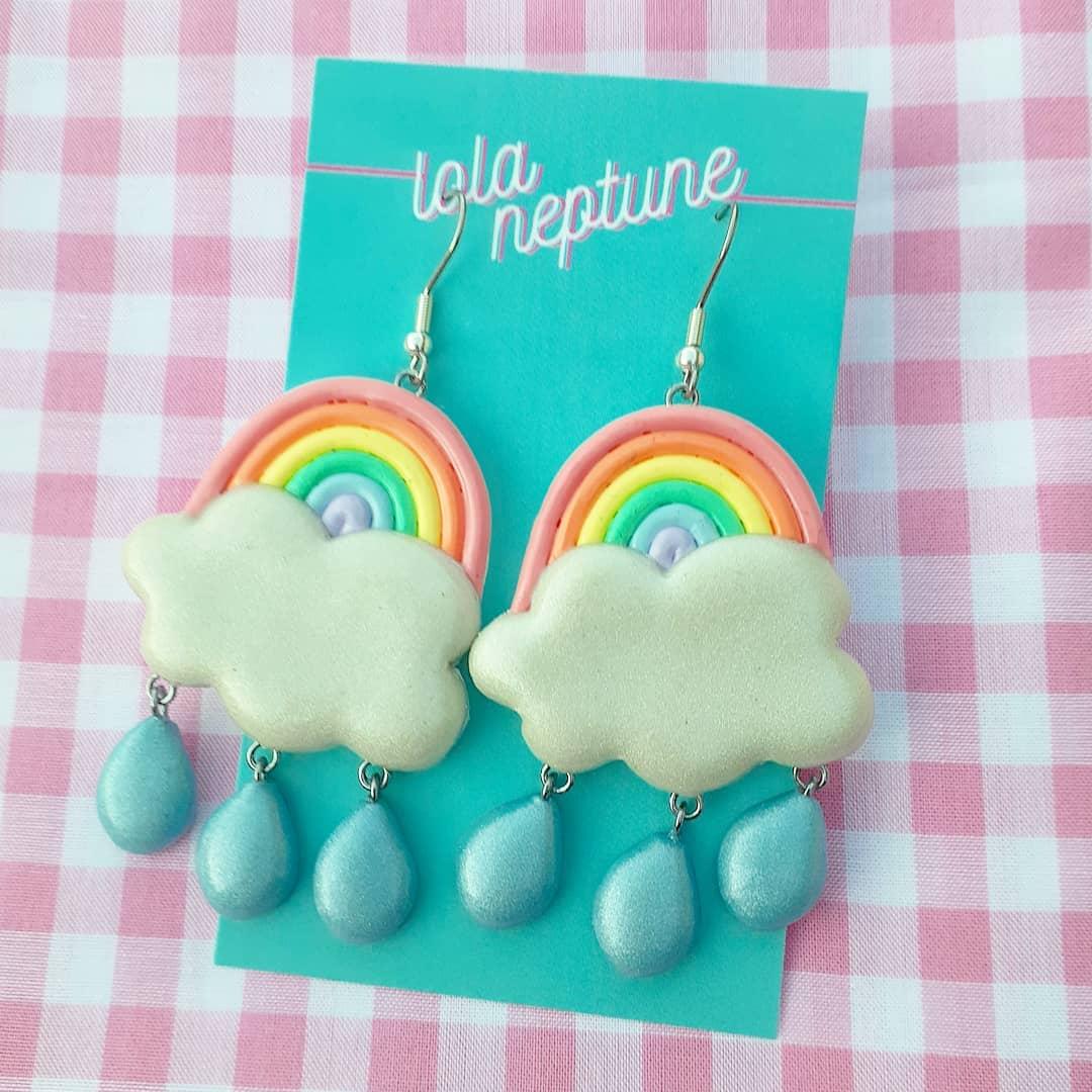 rainbow cloud earrings
