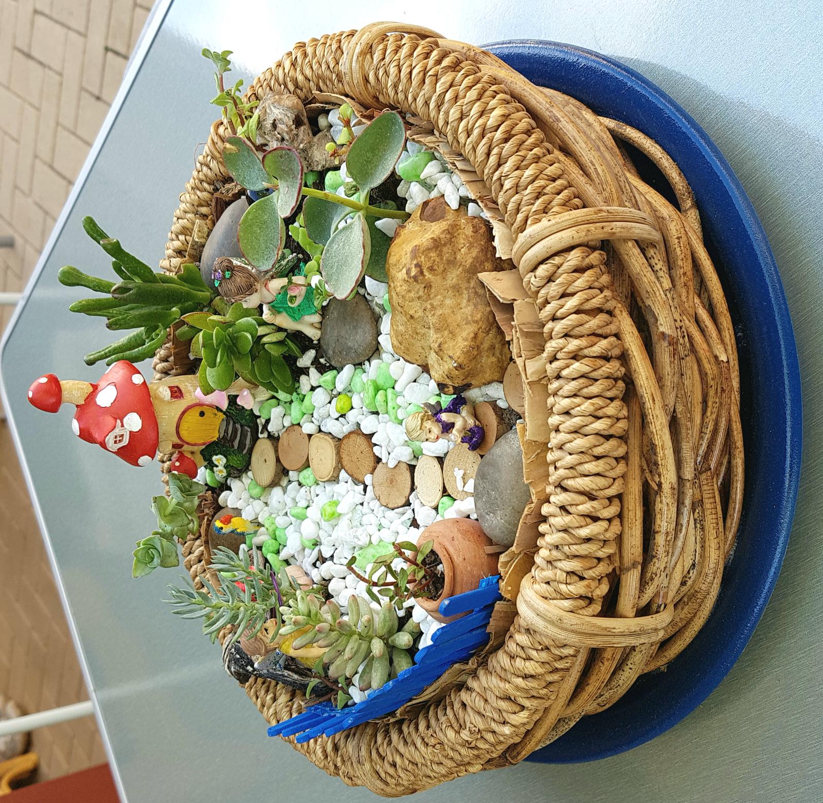 Fairy garden in basket