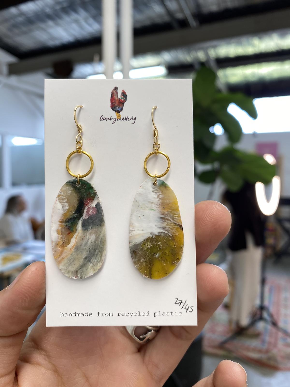 Bunker Bay Collection - earrings made from plastic collected off the beach.