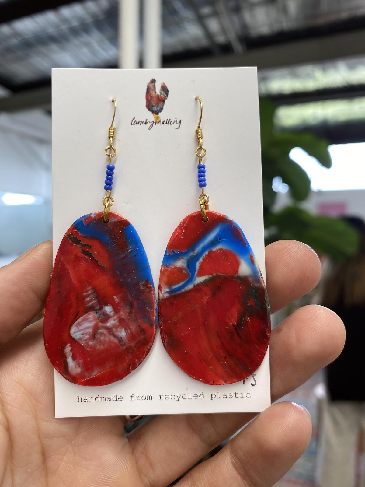 Bunker Bay Collection - earrings made from plastic collected off the beach.
