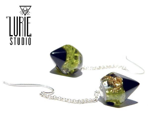 Real moss drop earrings