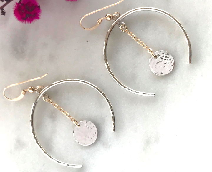 CRESCENT EARRINGS WITH GOLD DETAIL
