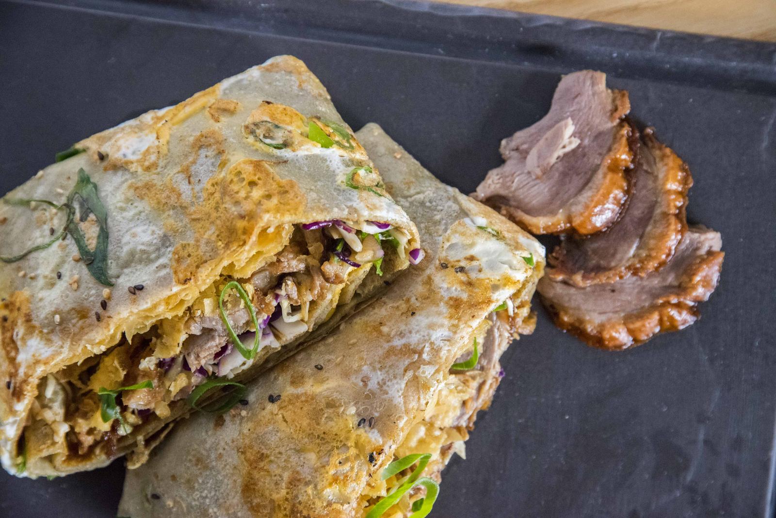 Peking roast duck crepe