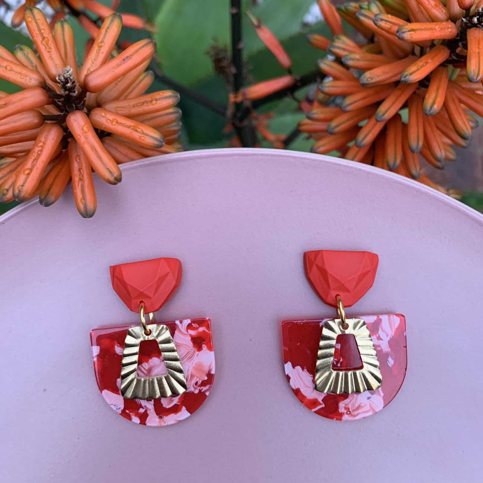 Red & Pink Mixed Media Earrings